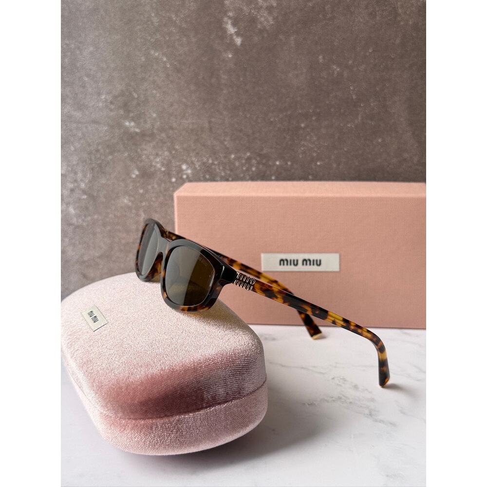 NEW Miu Miu MU A06S Havana Brown Sunglasses $518 - Picture 4 of 8